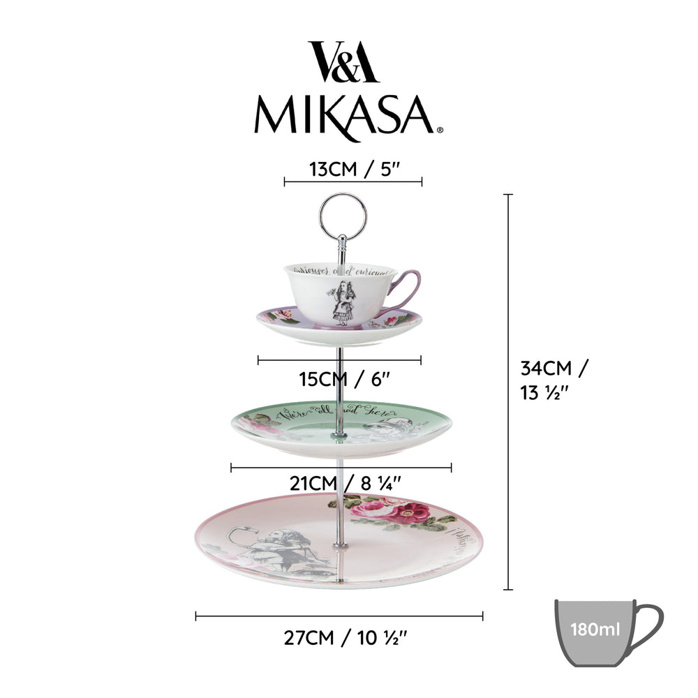 Mikasa and the V&A Alice In Wonderland Bone China 3-Tier Cake Stand