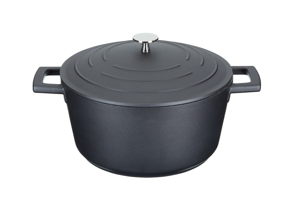 2pc Cookware Set with Black Non-Stick Cast Aluminium Casserole Dish, 4L and Roasting Pan, 34cm