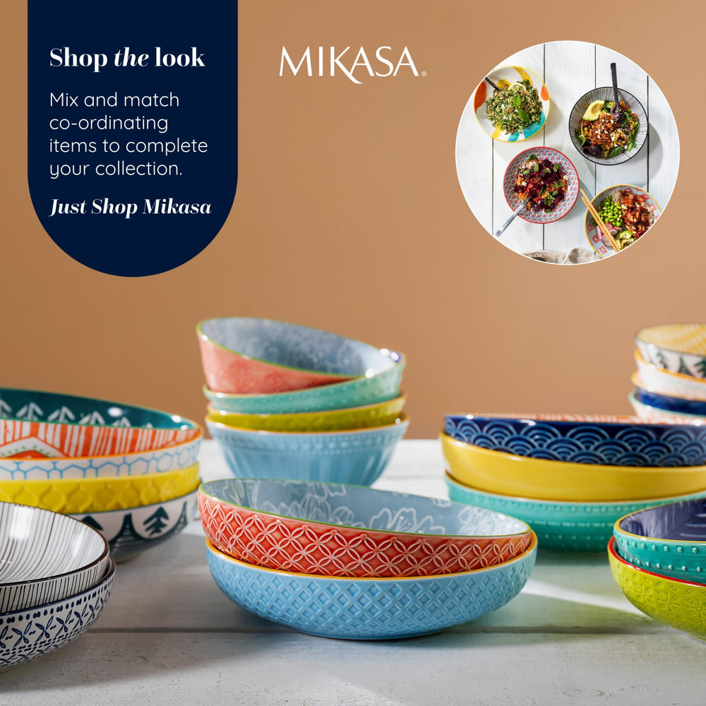 Mikasa Blue Arched Pattern Stoneware Bowl, 21 cm