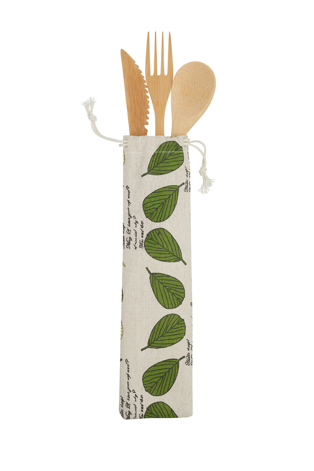 Natural Elements Reusable Bamboo Cutlery Set in Fabric Pouch