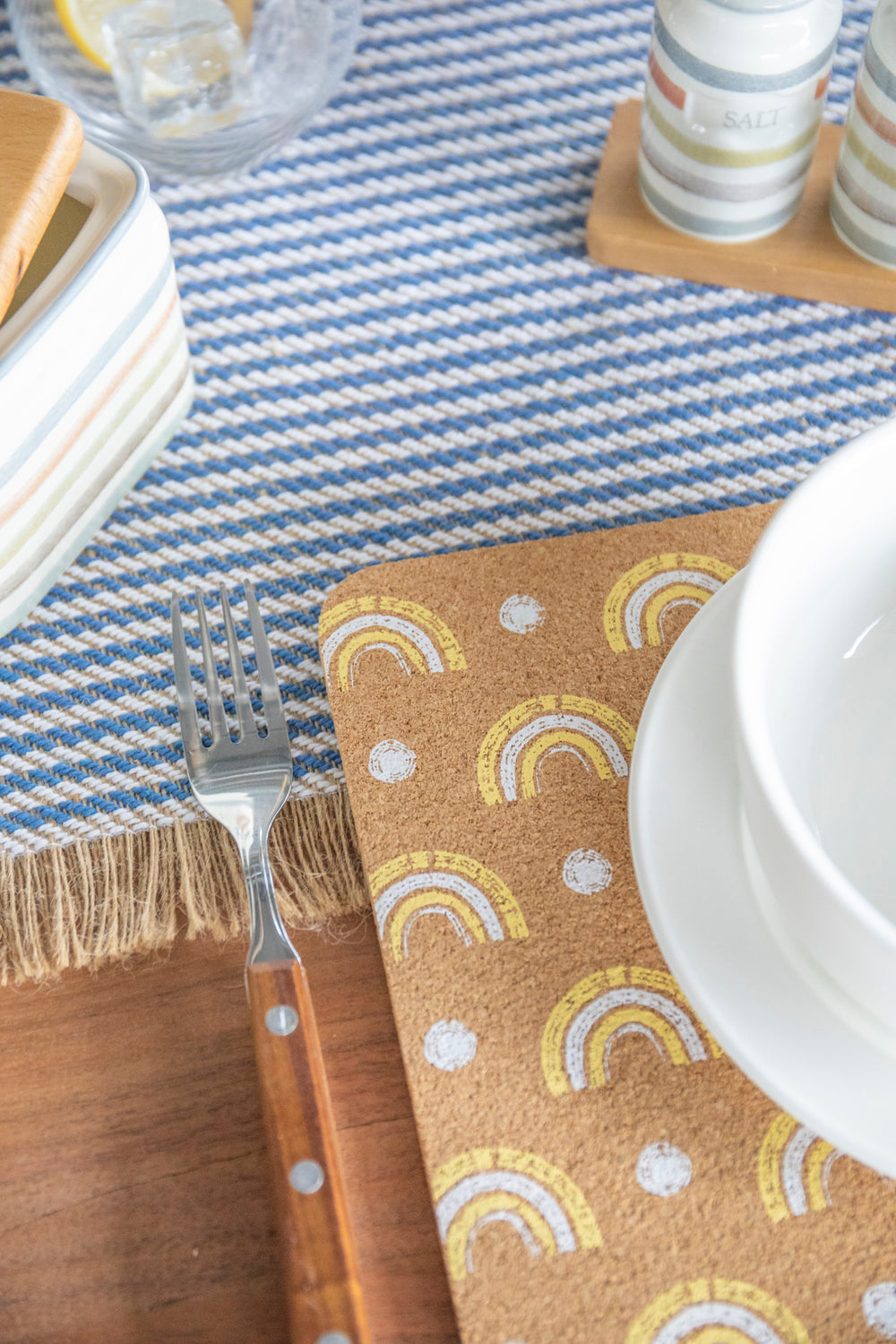 Creative Tops Printed Cork Placemats, Set of 4, Rainbow Design, 29 x 21.5 cm