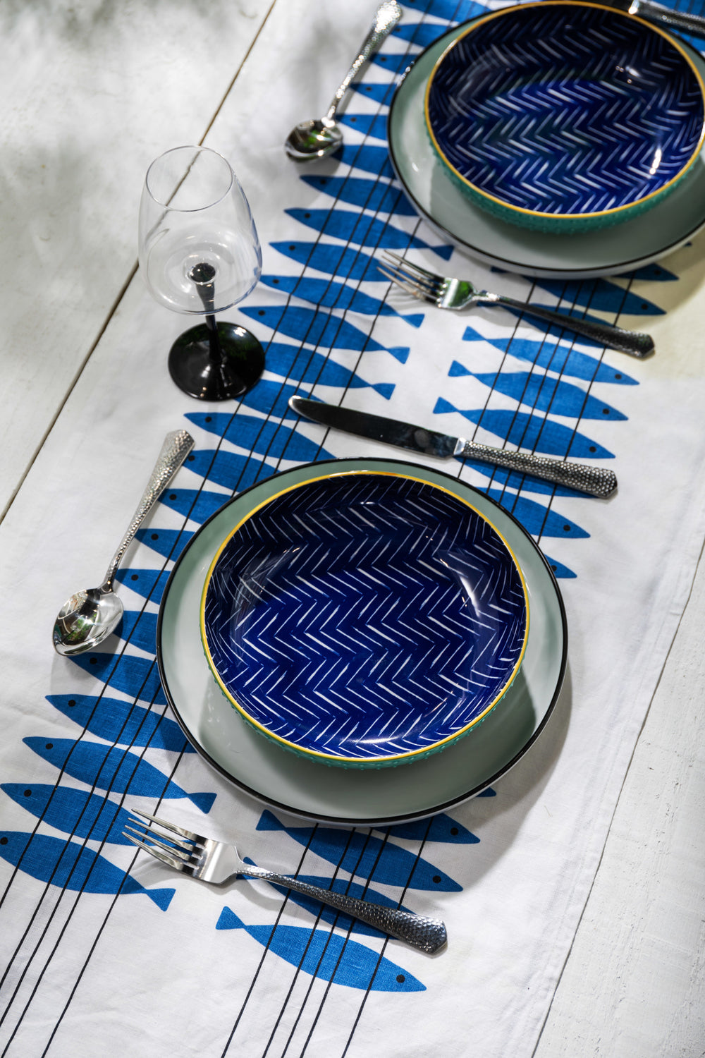 Mikasa Indigo Chevron Stoneware Bowl, 21cm