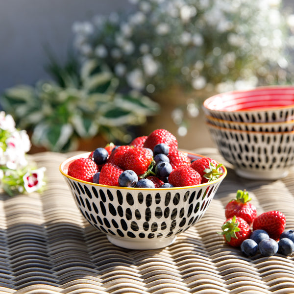 Set of 4 KitchenCraft Red Swirl and Black Spots Ceramic Bowls image 4