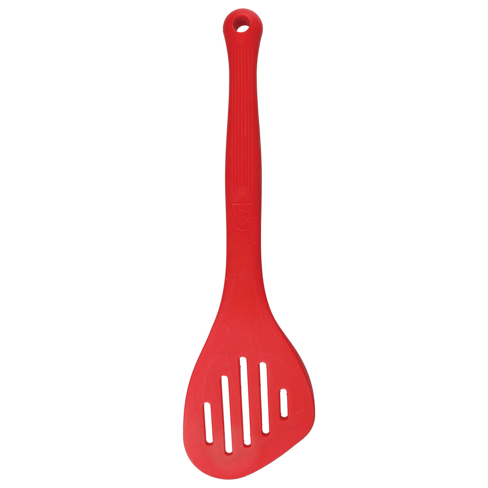 Colourworks Red Silicone Fish Slice with Raised Edge, Slotted Design
