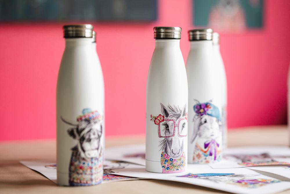 Mikasa Tipperleyhill Highland Cow Double-Walled Stainless Steel Water Bottle, 500ml