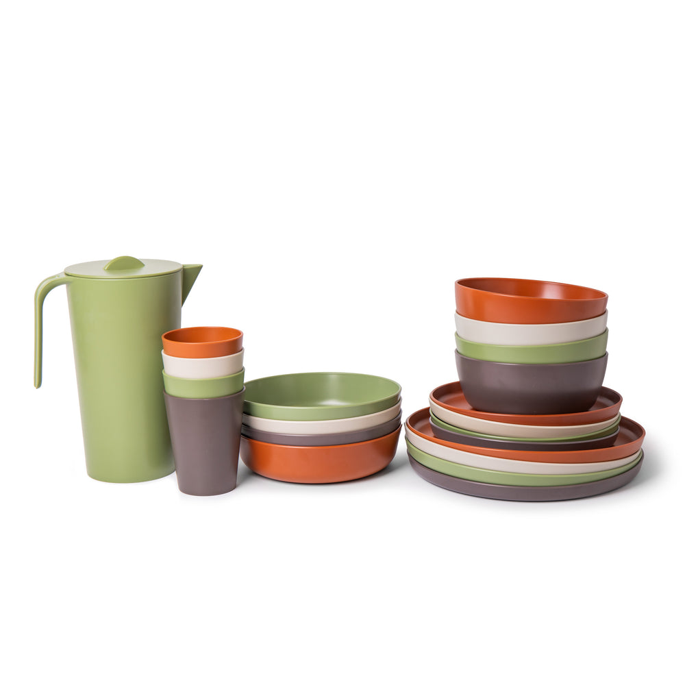 Mikasa 21pc Outdoor Dining Set with 4x Tumblers, 4x Bowls, 4x Shallow Bowls, 4x Dinner Plates, 4x Side Plates and 1.5L Pitcher, Multicolour image 1
