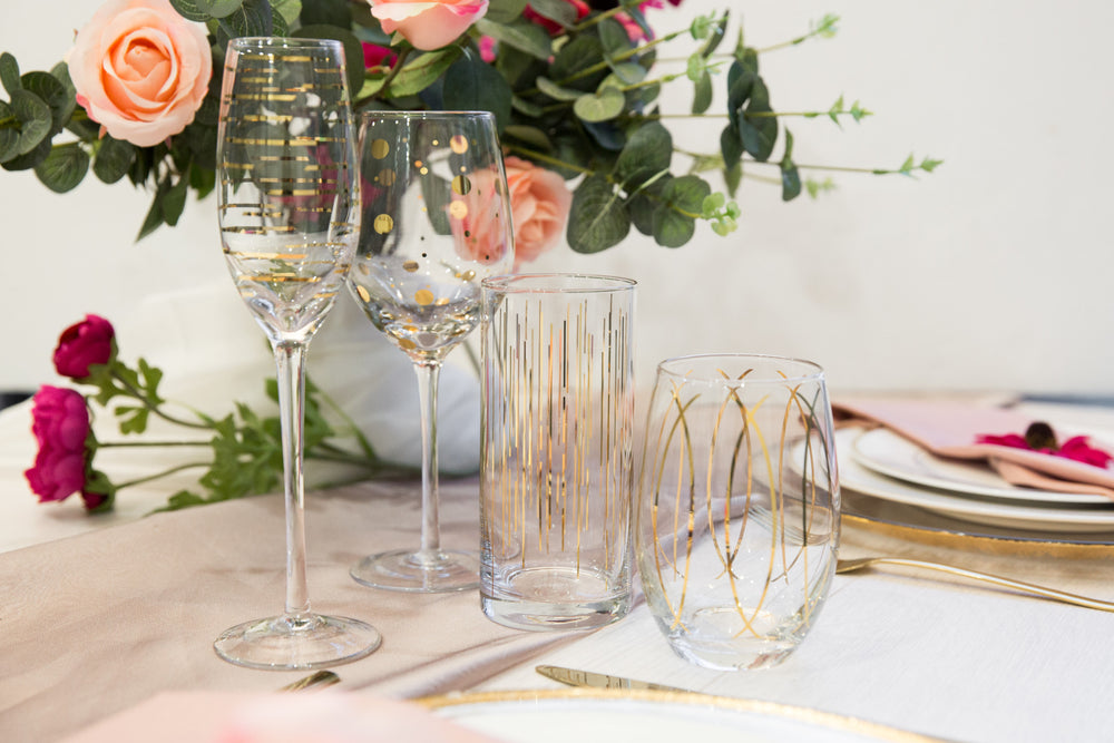 Mikasa Cheers Metallic Gold Set Of 4 Stemless 470 ml Wine Glasses
