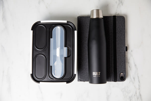 BUILT Bento Lunch Box & Apex Insulated Water Bottle Set, Black image 7
