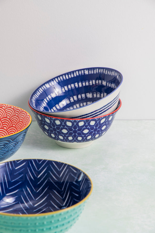 KitchenCraft Set of 4 Ceramic Cereal Bowls - 'Blues' Design image 13