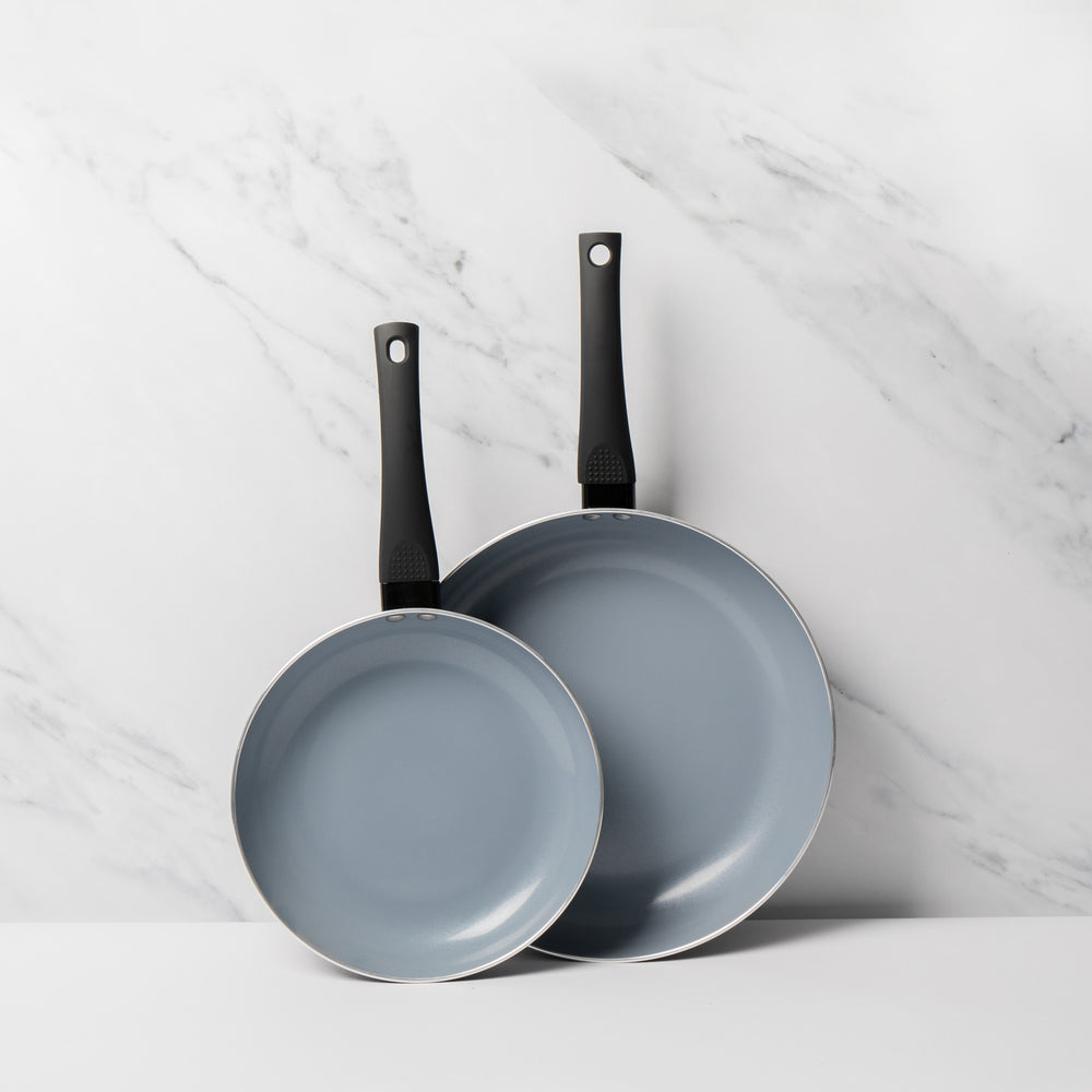 2pc Ceramic Non-Stick Eco Frying Pan Set with 2x Induction-Safe Frying Pans, 24cm and 30cm