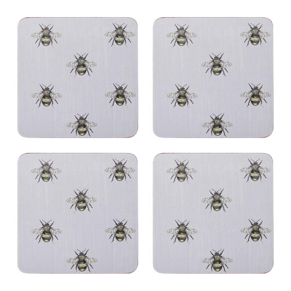 Creative Tops Country Bee Set Of 4 Square Coasters, Grey 10.5 x 10.5 x 2CM image 1