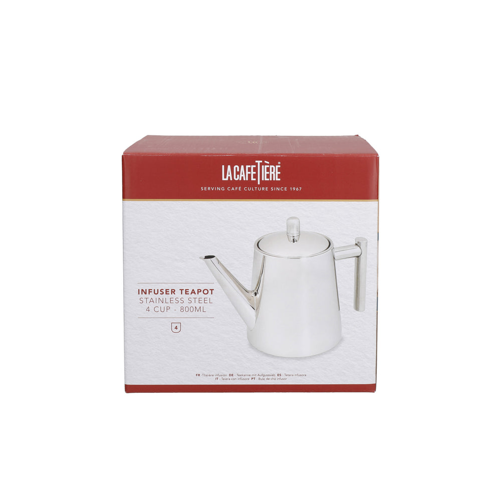 La Cafetière Stainless Steel Teapot with Infuser - 800 ml, Gift Boxed
