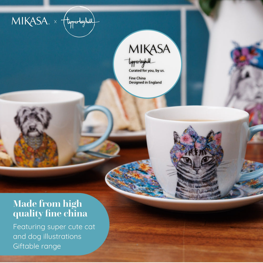 Mikasa x Tipperleyhill Teacups and Saucers, Set of 2, 240ml