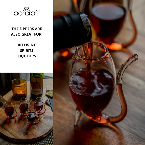 BarCraft Set of 4 Glass Port Sippers image 12