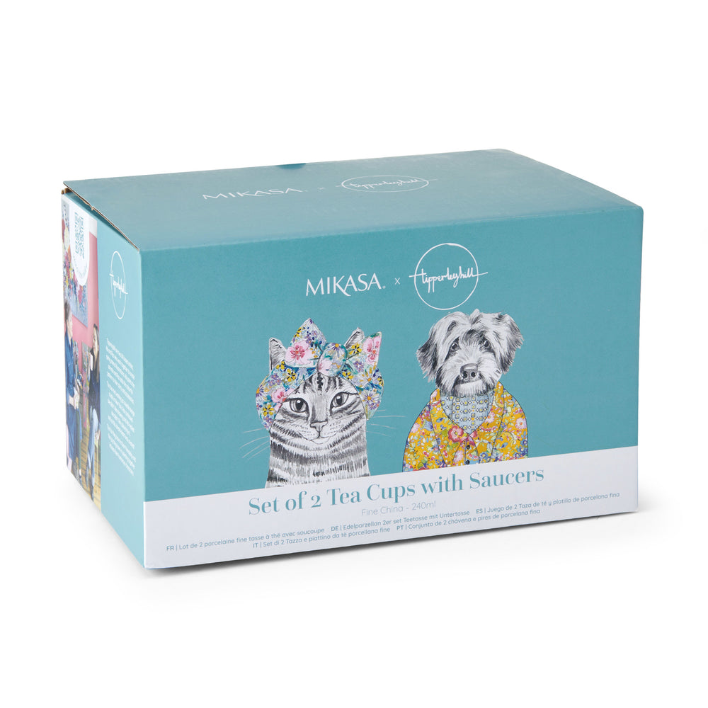 Mikasa x Tipperleyhill Teacups and Saucers, Set of 2, 240ml