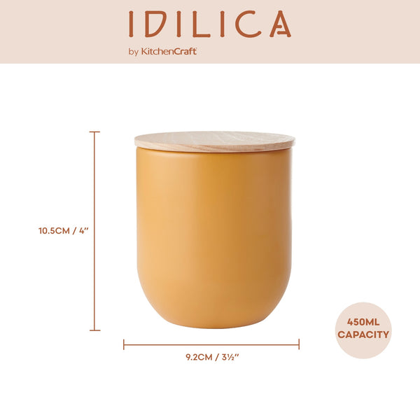 Idilica 3pc Set of Yellow Kitchen Canisters with Beechwood Lid image 5
