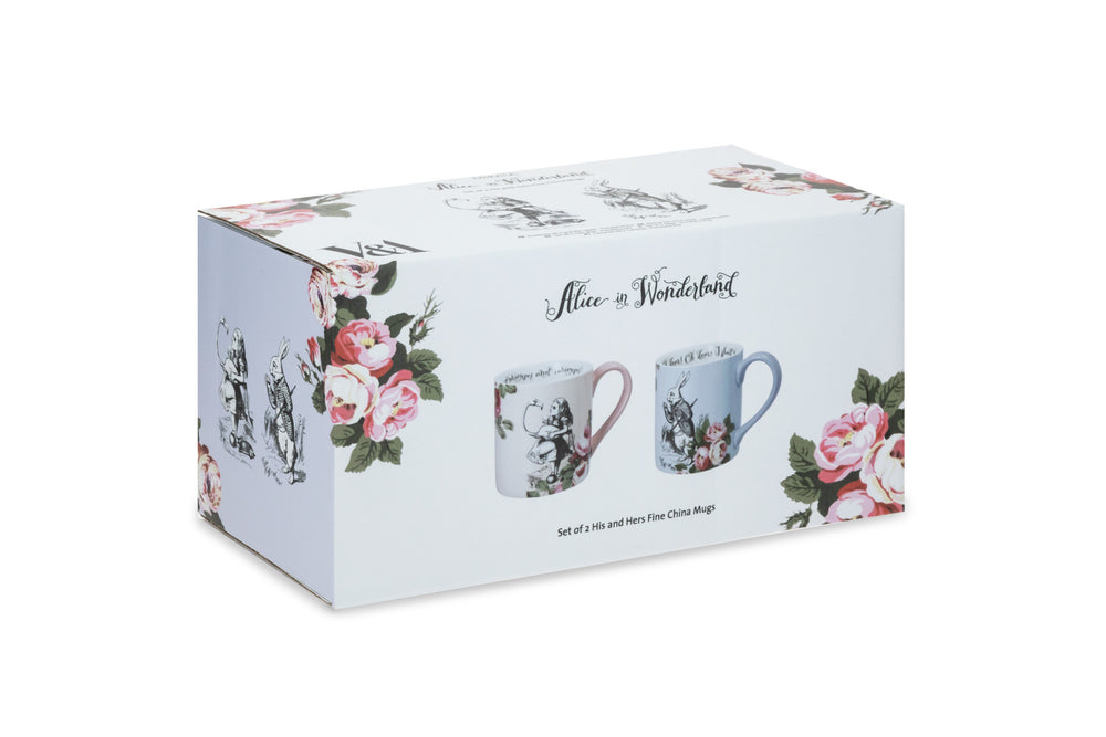 Mikasa and the V&A Alice In Wonderland 'His And Hers' Bone China Mugs, Set of 2, 380ml