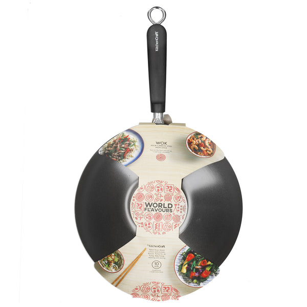 KitchenCraft World of Flavours Oriental Carbon Steel Non-Stick Wok, 30cm image 4