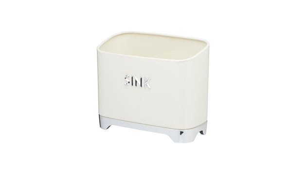 5pc Vanilla Cream Kitchenware Set including Five Stainless Steel Knives with a Metal Storage Block and Sink Tidy image 3