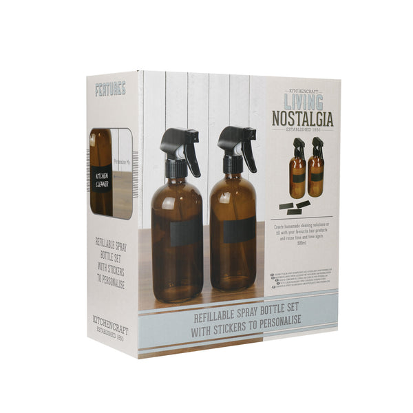 KitchenCraft Living Nostalgia Spray Bottle Set, Glass, Amber, 2 Pieces image 4