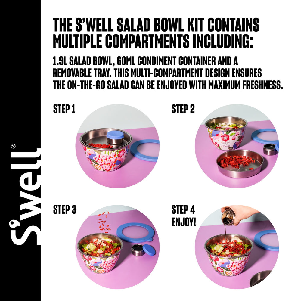 S'well Steffi Lynn Salad Bowl Kit, 1.9L