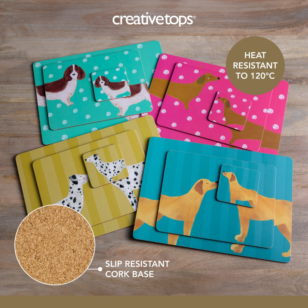 Creative Tops Dog Prints Set Of 4 Square Coasters, 10.5 x 10.5 x 2CM