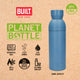 BUILT Planet Bottle, 500ml Recycled Reusable Water Bottle with Leakproof Lid - Blue