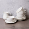 9pc Porcelain Drinkware Set including 320ml Milk Jug, 4x 300ml Cappuccino Cups and 4x Saucers - White Basics image 2