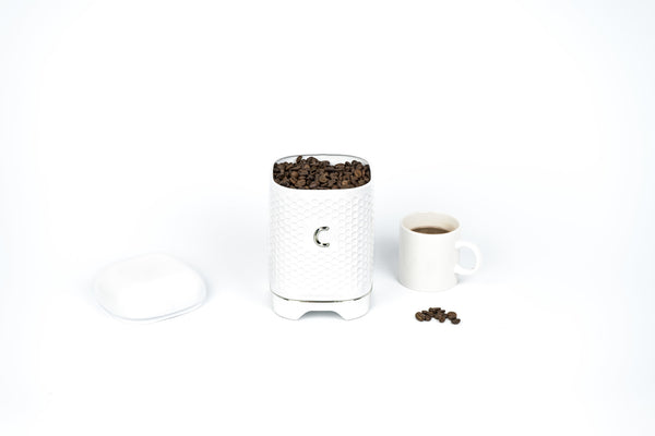 Lovello Retro Coffee Canister with Geometric Textured Finish - Ice White image 6