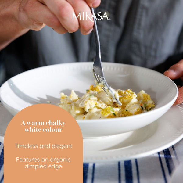 Mikasa Cranborne Stoneware Pasta Bowls, Set of 4, 24cm, Cream image 10