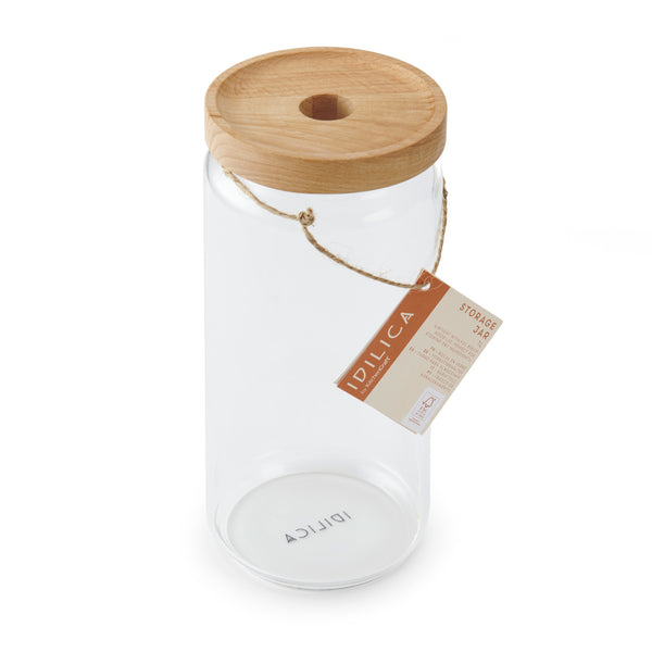 KitchenCraft Idilica Glass Storage Jar with Beechwood Lid, 1000ml image 4