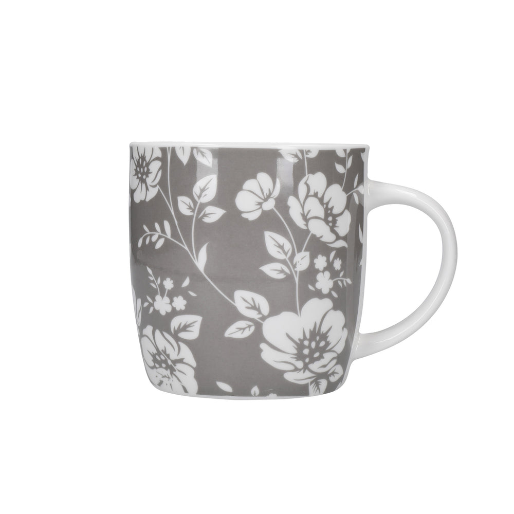 KitchenCraft Grey Floral / Polka Dot Mugs - Set of 4
