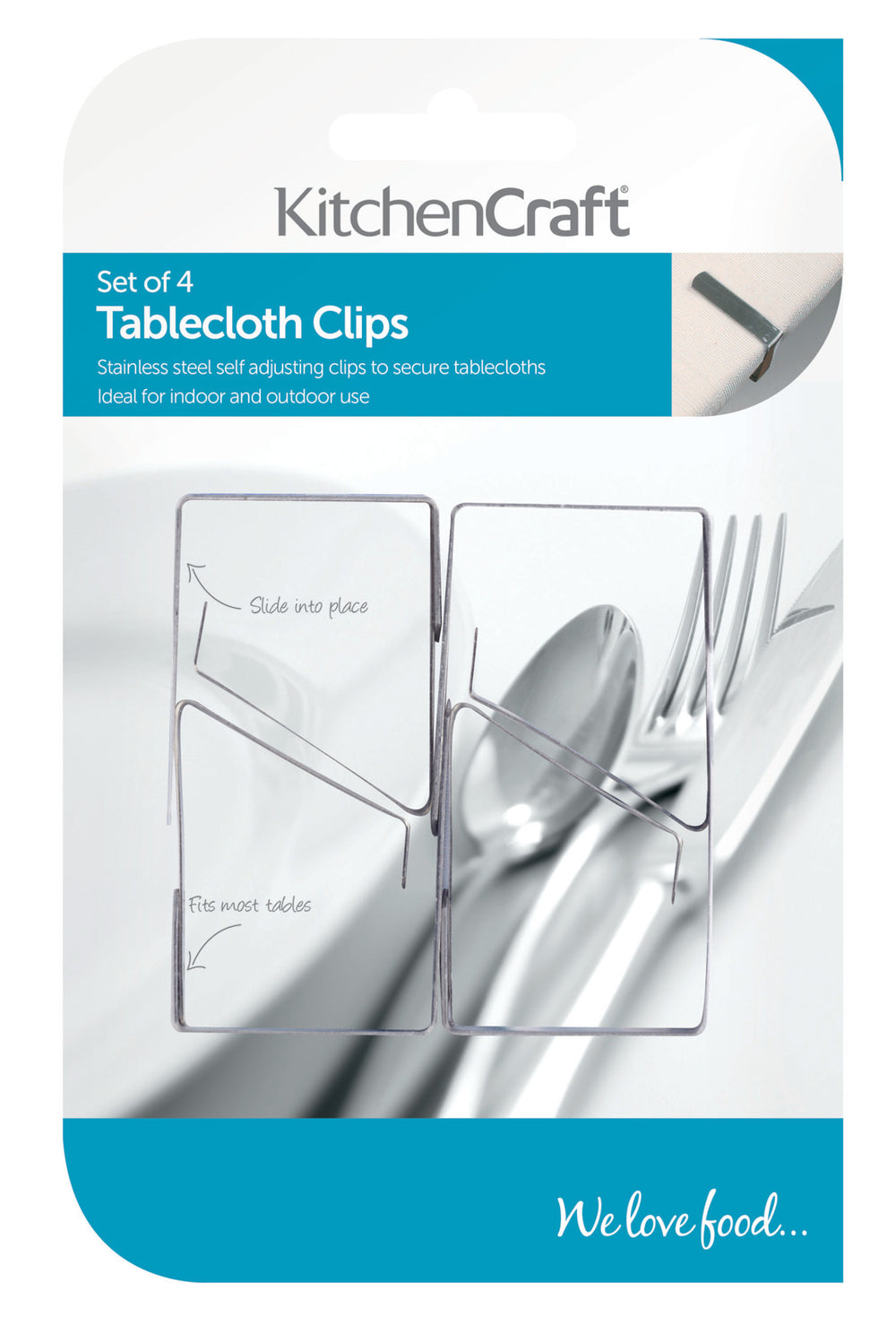 KitchenCraft Set of 4 Stainless Steel Table Cloth Clips