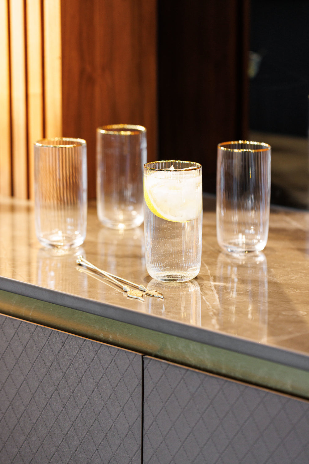 Mikasa Sorrento Ridged Crystal Highball Glasses, Set of 4, 510ml