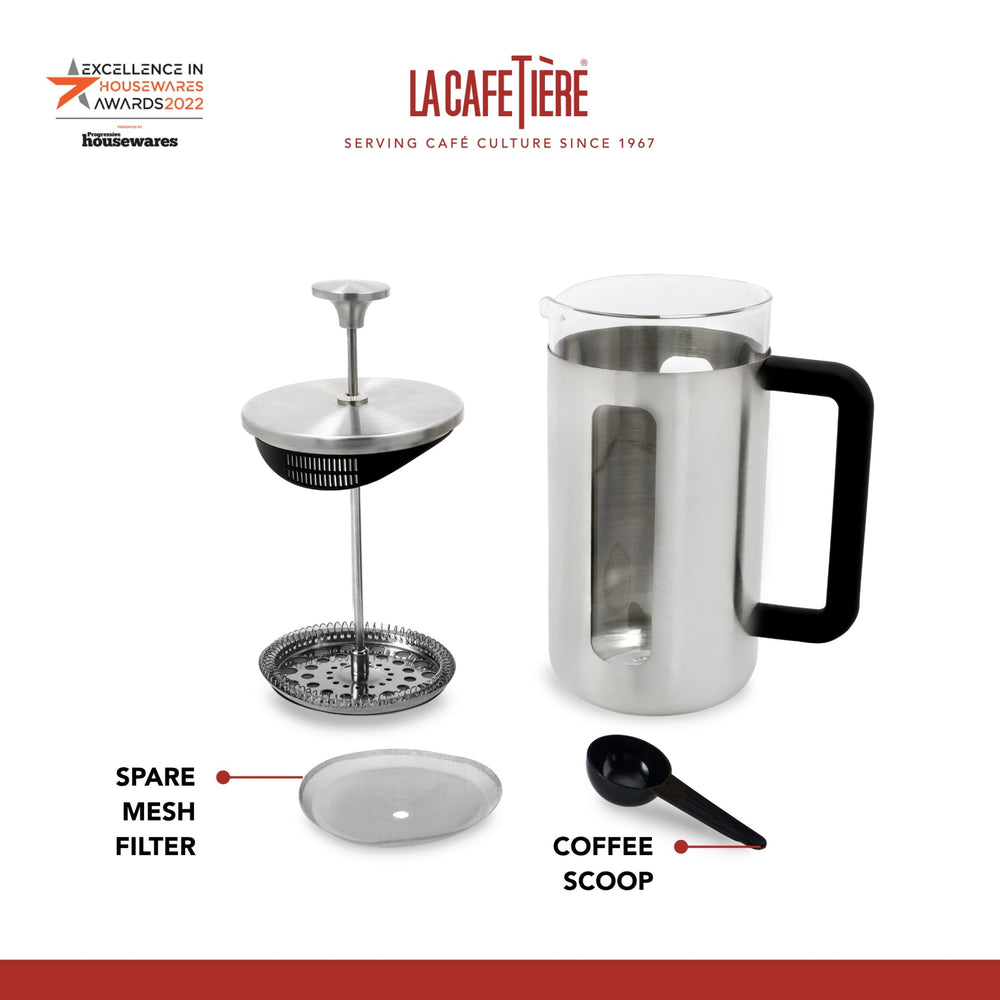 La Cafetière Pisa Brushed Stainless Steel Cafetière - 3 Cup