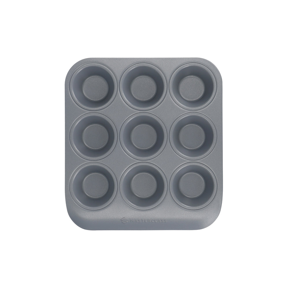 MasterClass Smart Ceramic Muffin Tray with Robust Non-Stick Coating, Carbon Steel, Grey, 24 x 22cm