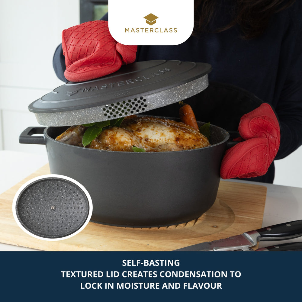 MasterClass Black Oval Cast Aluminium Casserole Dish, 6L