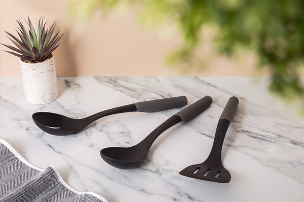 KitchenAid 3pc Soft Grip Spoon, Turner and Basting Spoon Set in Charcoal Grey image 2