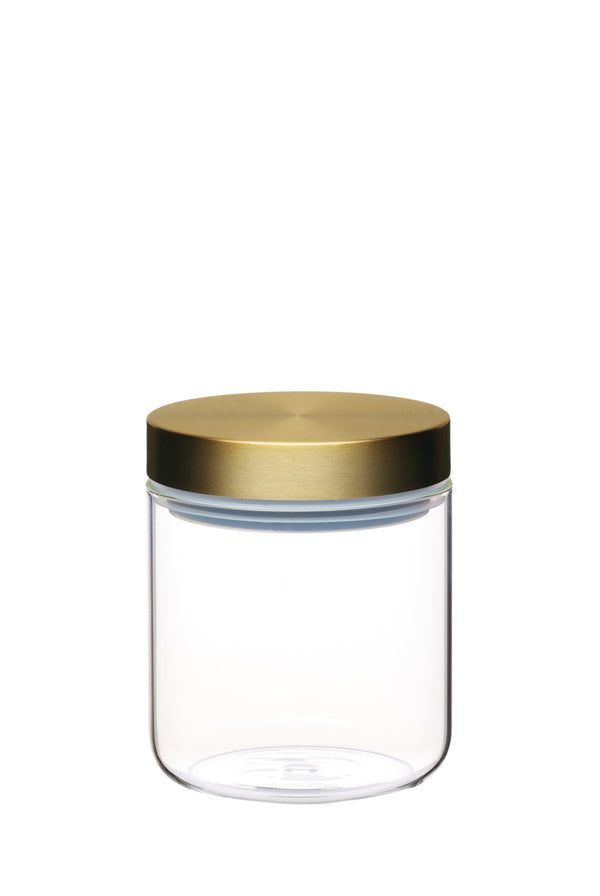 3pc Glass Storage Jar Set with Burnished Brass Lids, includes Small, Medium and Large Storage Jars image 3