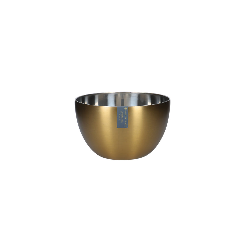 MasterClass Stainless Steel Brass Finish Mixing Bowl, 21cm