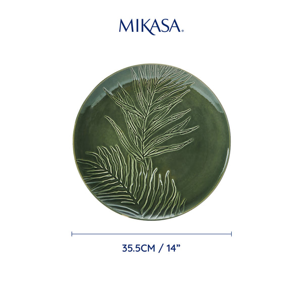 Mikasa Jardin Stoneware Round Serving Platter, 35.5cm, Green image 7
