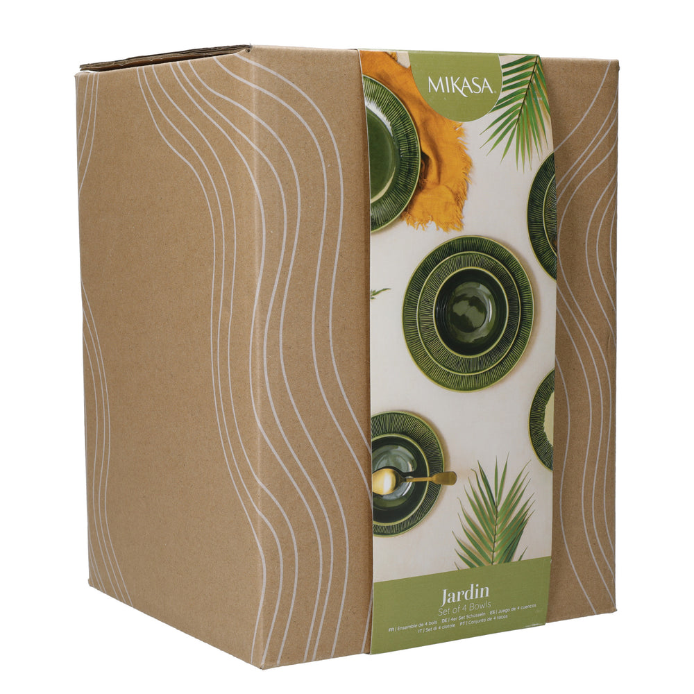 Mikasa Jardin Stoneware Cereal Bowls, Set of 4, 15cm, Green