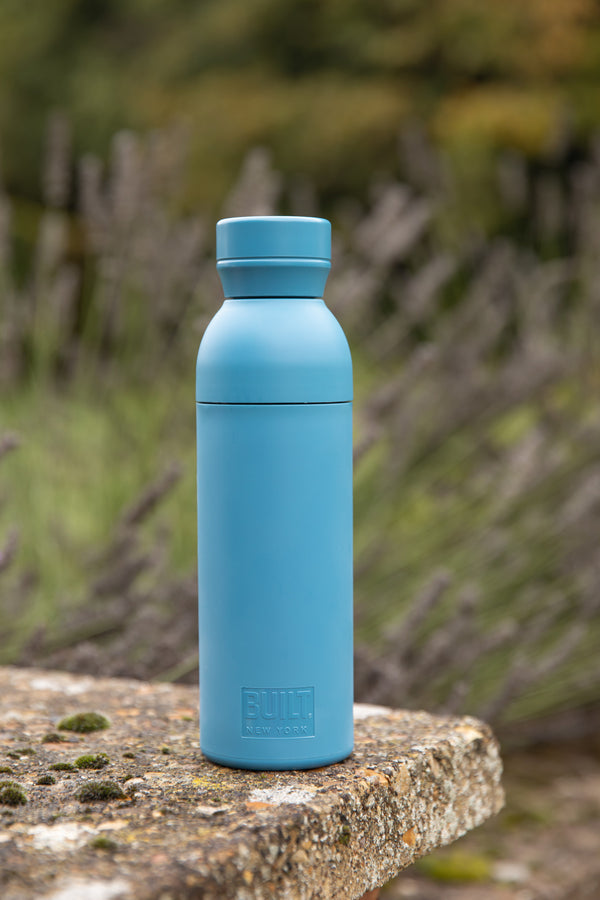 BUILT Planet Bottle, 500ml Recycled Reusable Water Bottle with Leakproof Lid - Blue image 6