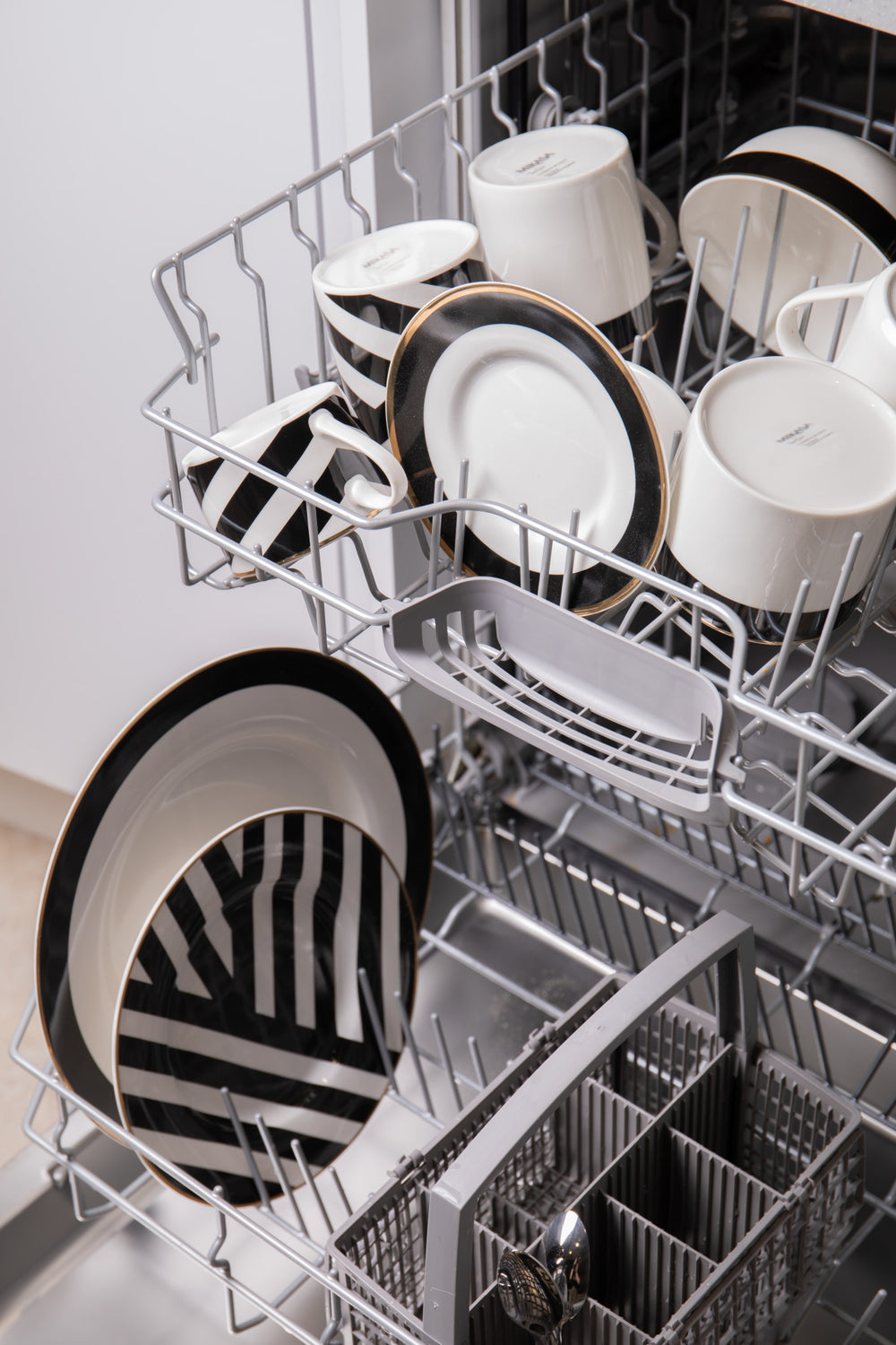 Mikasa Luxe Deco Geometric Print China Tea Cups and Saucers, Set of 2, 200ml