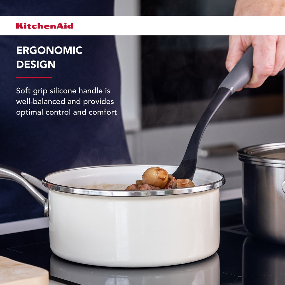 KitchenAid Soft Grip Slotted Spoon - Charcoal Grey