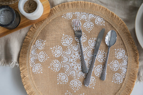 Creative Tops Round Hessian Placemats, Set of 4, White Mandala Design, 43cm image 6