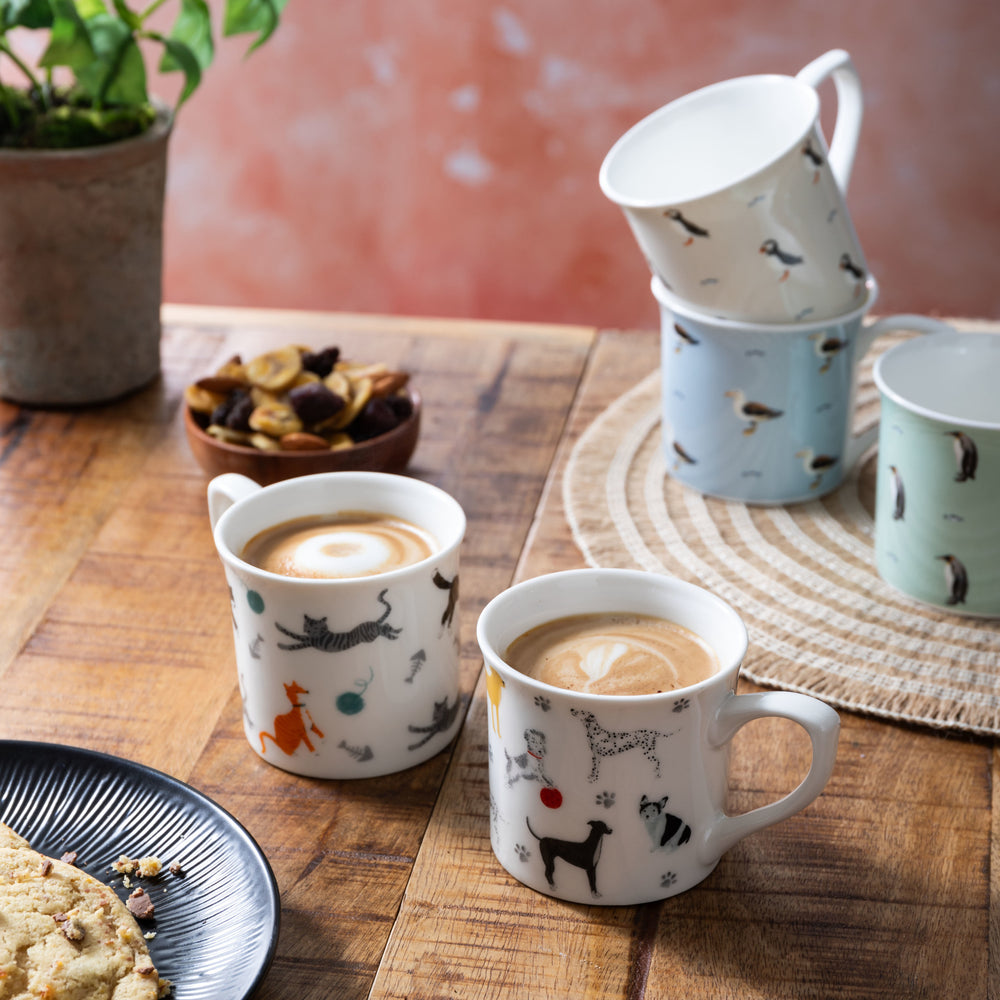 Mikasa Fine China Cat Print Fluted Mug, 250ML