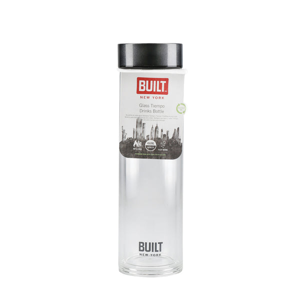 BUILT Tiempo 450ml Insulated Water Bottle, Borosilicate Glass / Stainless Steel - Charcoal image 3