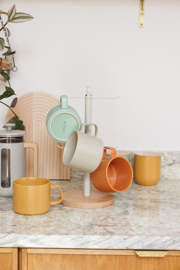 KitchenCraft Idilica Metal Mug Tree with Beechwood Base, 33cm image 2