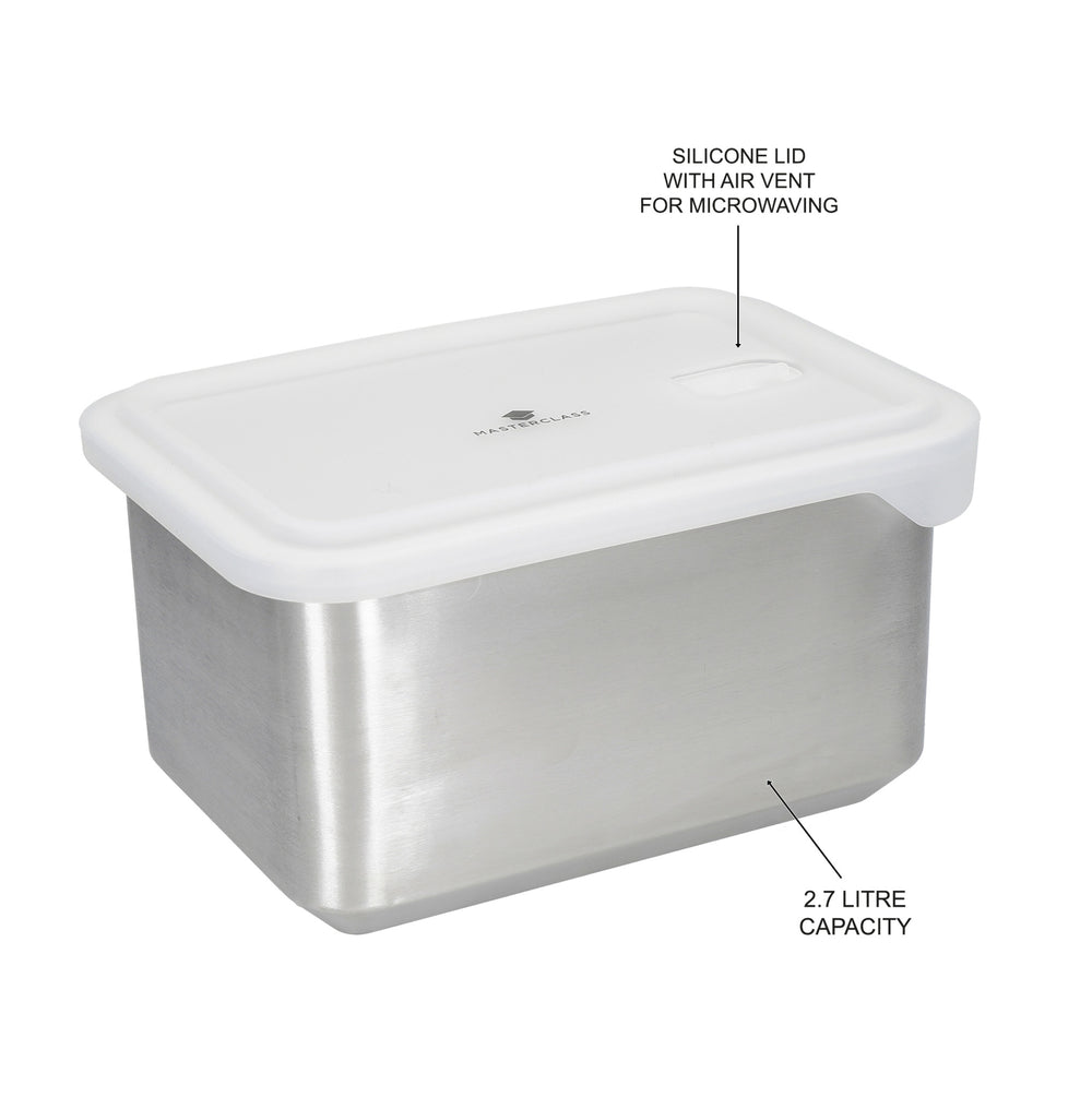 MasterClass All-in-One 2.7-Litre Stainless Steel Container with Lid, Microwave Safe